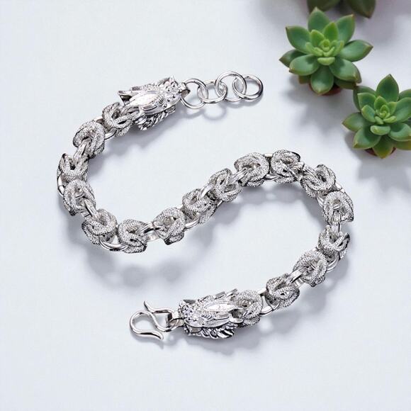 Dragon Scale Byzantine faucet dragon 925 Sterling Silver bracelet 8inches Heavy - Picture 5 of 8